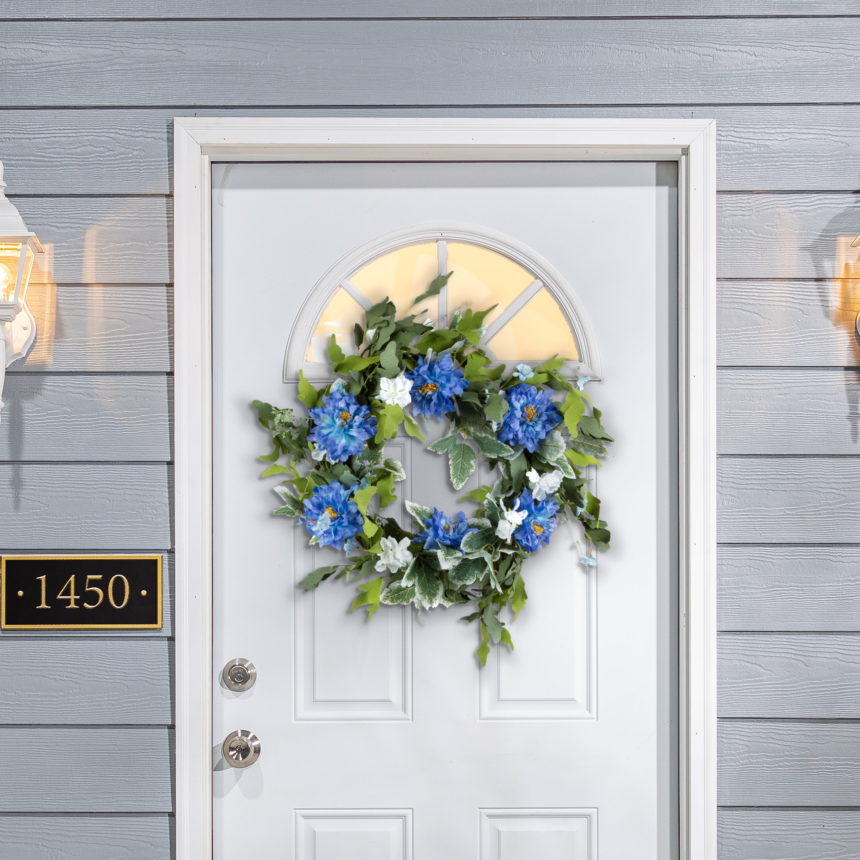 24 in. Blue Wild Flower Wreath